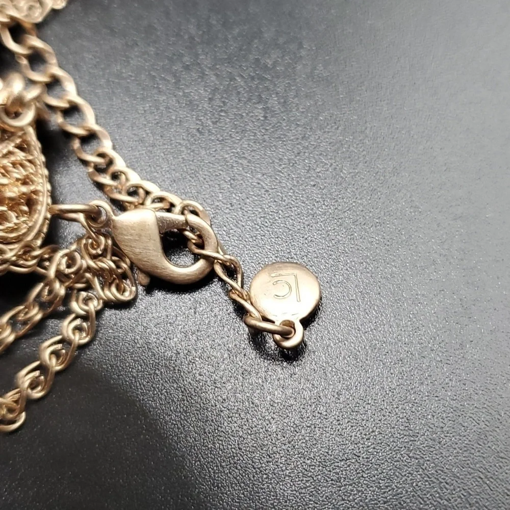 Morrocan vintage liz claiborne rare pendulum orb necklace N2905
